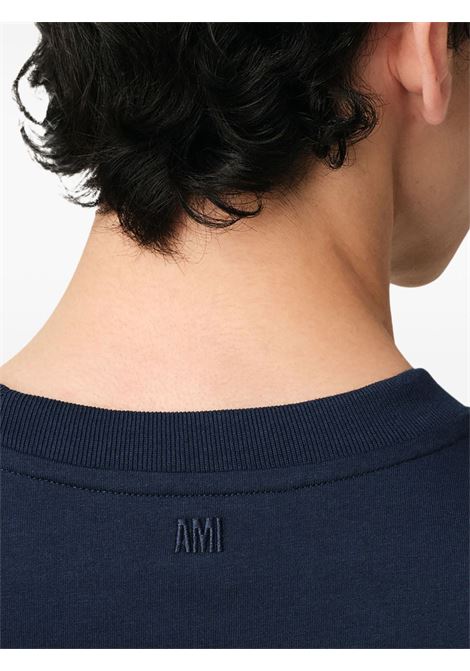 T-shirt a maniche corte con logo in blu Ami paris - uomo AMI PARIS | HTS060724430